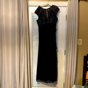Formal navy blue dress by Betsy Adams